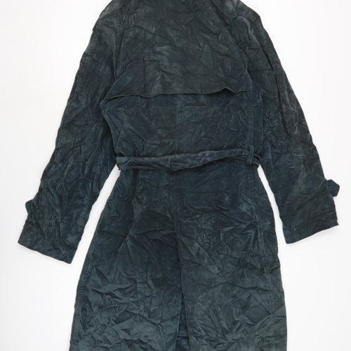 BLUNAUTA Womens Blue Trench Coat Coat Size L Button
