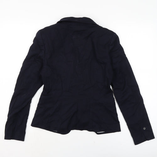 H&M Womens Blue Herringbone Jacket Size 12 Button