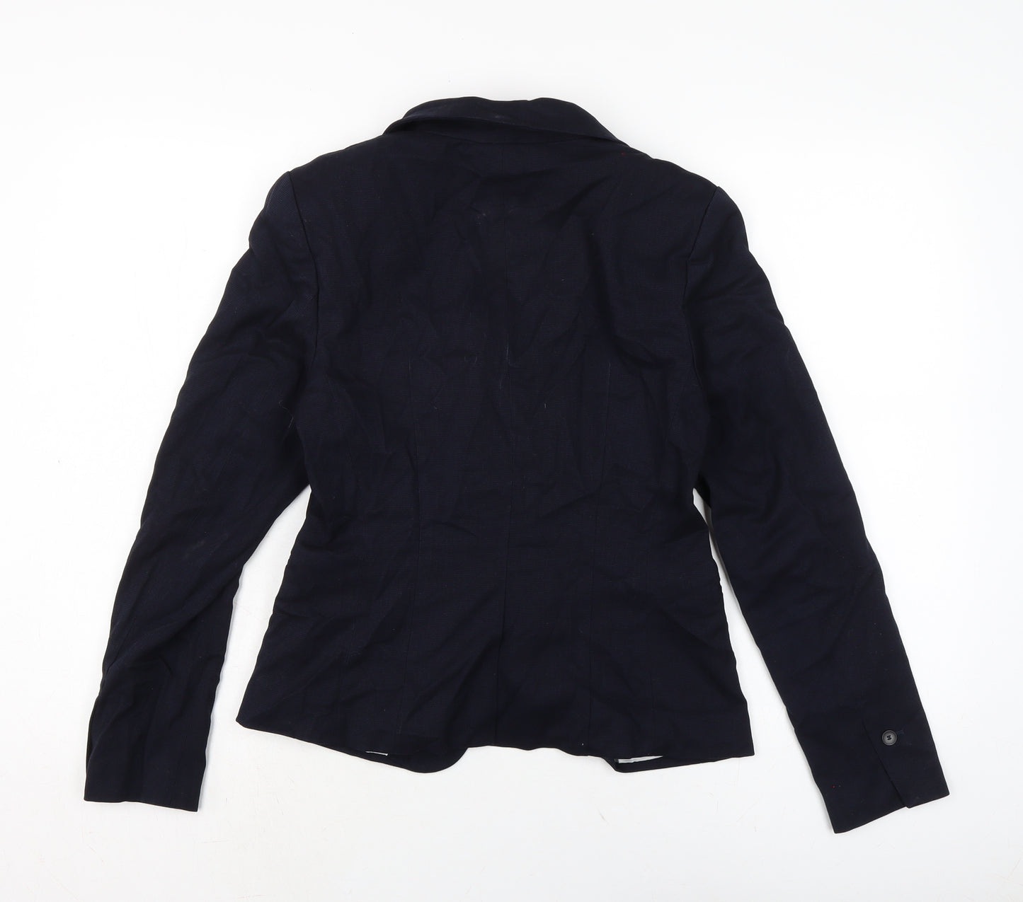 H&M Womens Blue Herringbone Jacket Size 12 Button
