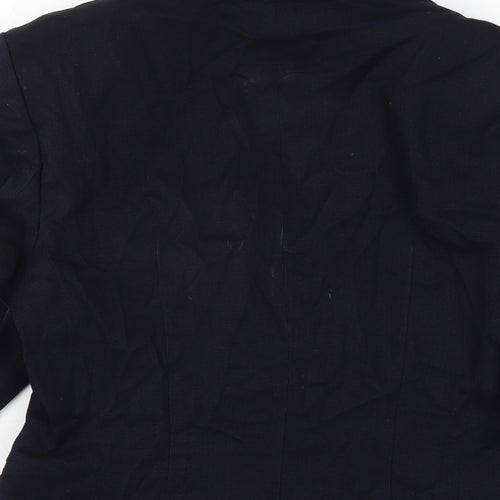 H&M Womens Blue Herringbone Jacket Size 12 Button