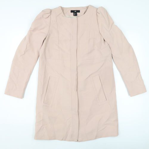 H&M Womens Pink Overcoat Coat Size 8 Zip
