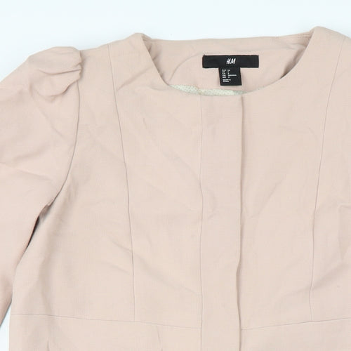 H&M Womens Pink Overcoat Coat Size 8 Zip