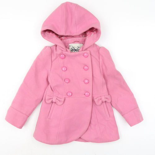 Made with love Girls Pink Pea Coat Coat Size 3 Years Button