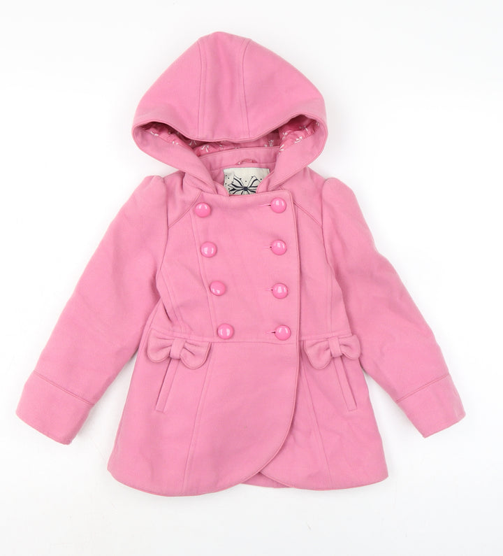 Made with love Girls Pink Pea Coat Coat Size 3 Years Button