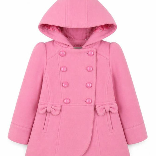 Made with love Girls Pink Pea Coat Coat Size 3 Years Button