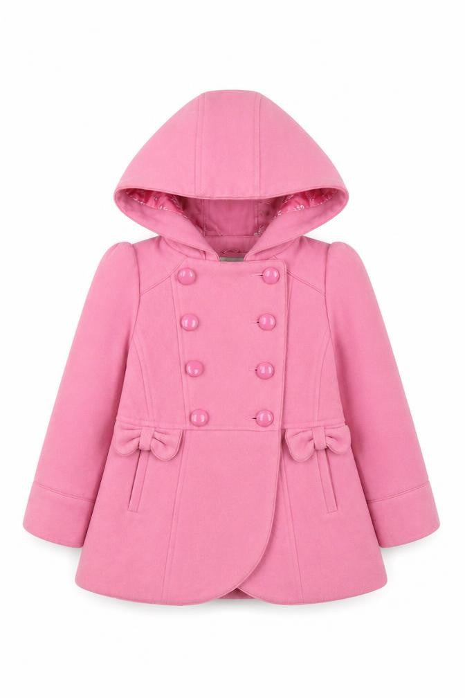 Made with love Girls Pink Pea Coat Coat Size 3 Years Button