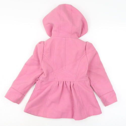 Made with love Girls Pink Pea Coat Coat Size 3 Years Button