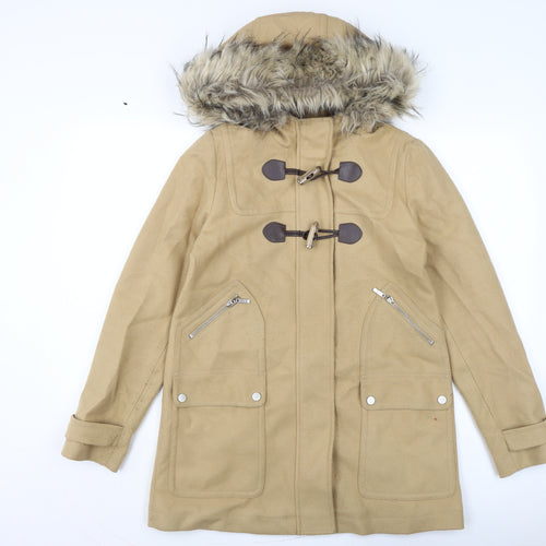 NEXT Womens Brown Overcoat Coat Size 10 Button
