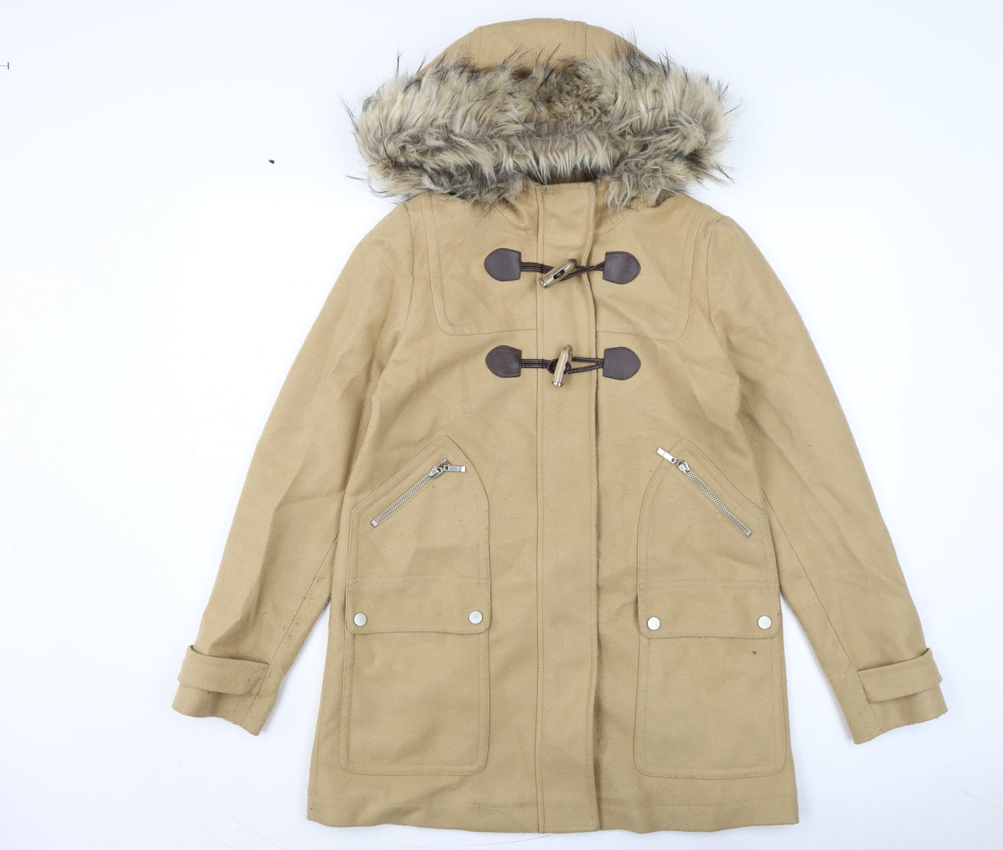 NEXT Womens Brown Overcoat Coat Size 10 Button