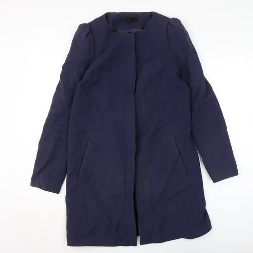 H&M Womens Blue Overcoat Coat Size 8 Zip