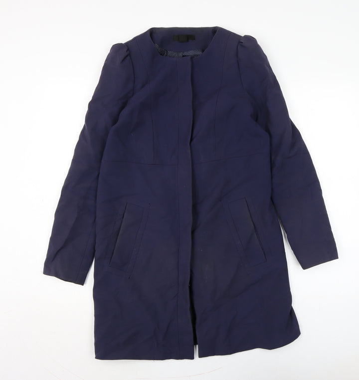 H&M Womens Blue Overcoat Coat Size 8 Zip