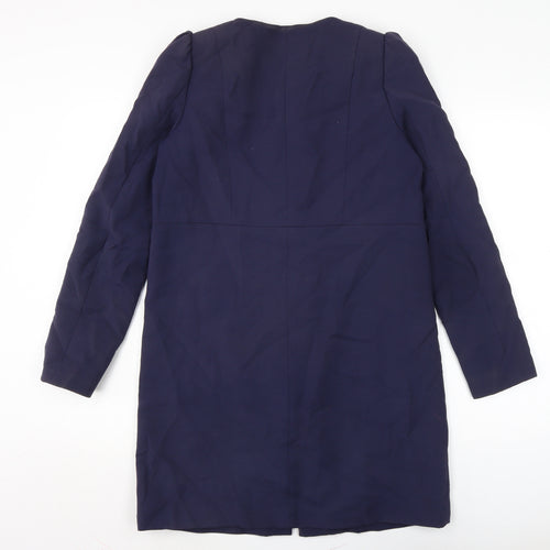 H&M Womens Blue Overcoat Coat Size 8 Zip