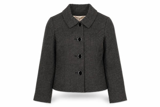 Front view of Planet women’s brown jacket, size UK 12, button