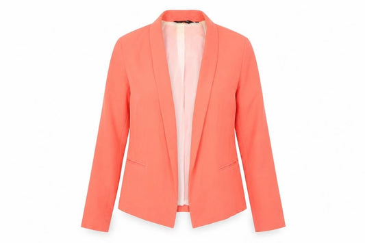 Front view of New Look women’s orange jacket, size UK 12