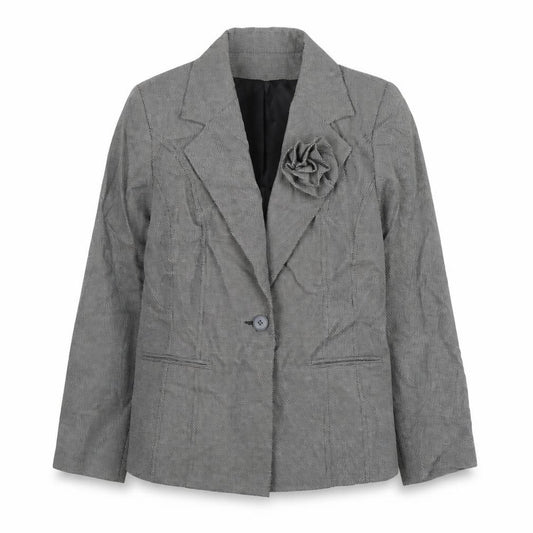 Front view of Bonmarché women’s grey jacket, size UK 12, button