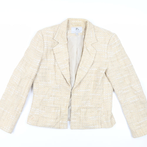 Paul Berman Womens Beige Jacket Blazer Size 14 Hook & Eye