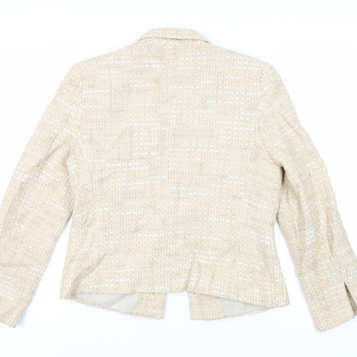 Paul Berman Womens Beige Jacket Blazer Size 14 Hook & Eye