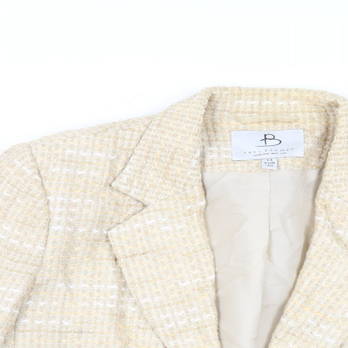 Paul Berman Womens Beige Jacket Blazer Size 14 Hook & Eye