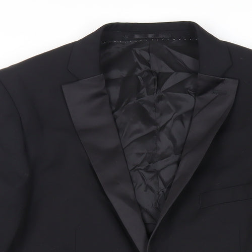 Topman Mens Black Polyester Tuxedo Suit Jacket Size 40 Regular