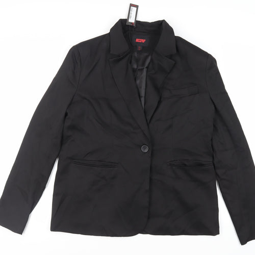 Misspap Womens Black Jacket Blazer Size 14 Button