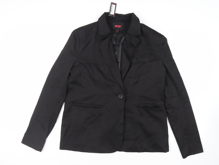 Misspap Womens Black Jacket Blazer Size 14 Button