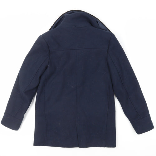Marks and Spencer Boys Blue Pea Coat Coat Size 11-12 Years Button