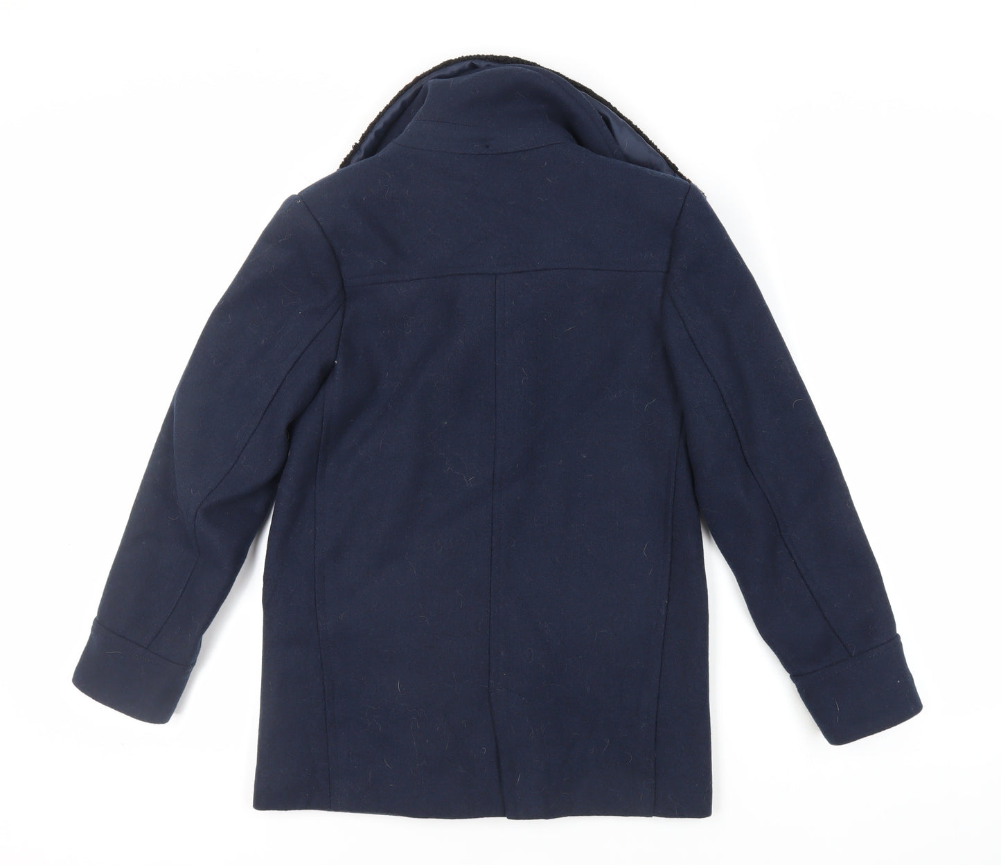 Marks and Spencer Boys Blue Pea Coat Coat Size 11-12 Years Button
