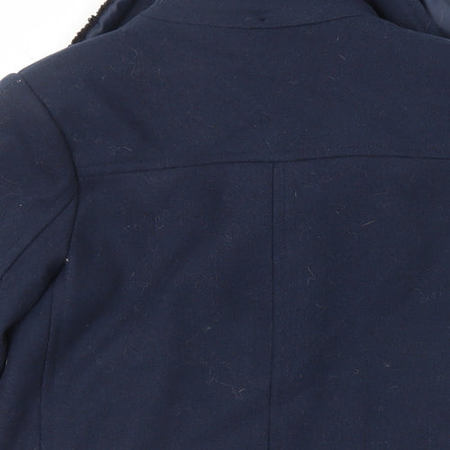 Marks and Spencer Boys Blue Pea Coat Coat Size 11-12 Years Button