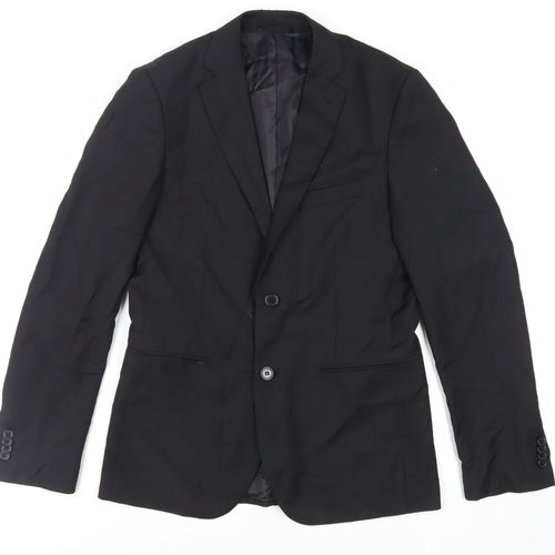 Doppelganger Mens Black Polyester Jacket Suit Jacket Size 36 Regular