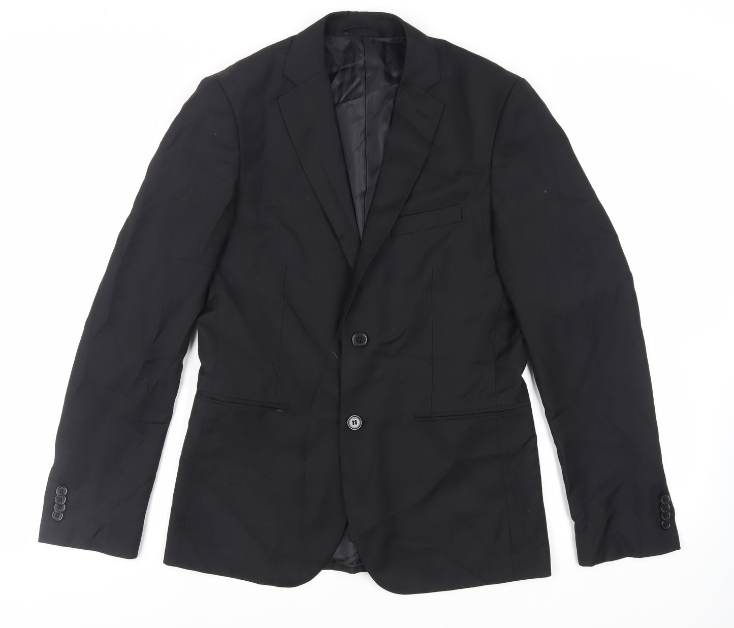 Doppelganger Mens Black Polyester Jacket Suit Jacket Size 36 Regular