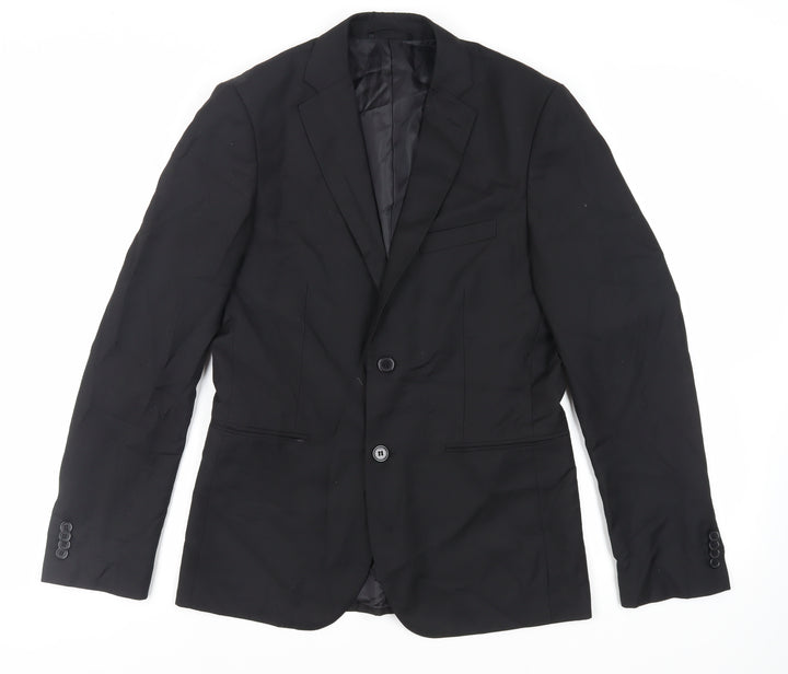 Doppelganger Mens Black Polyester Jacket Suit Jacket Size 36 Regular