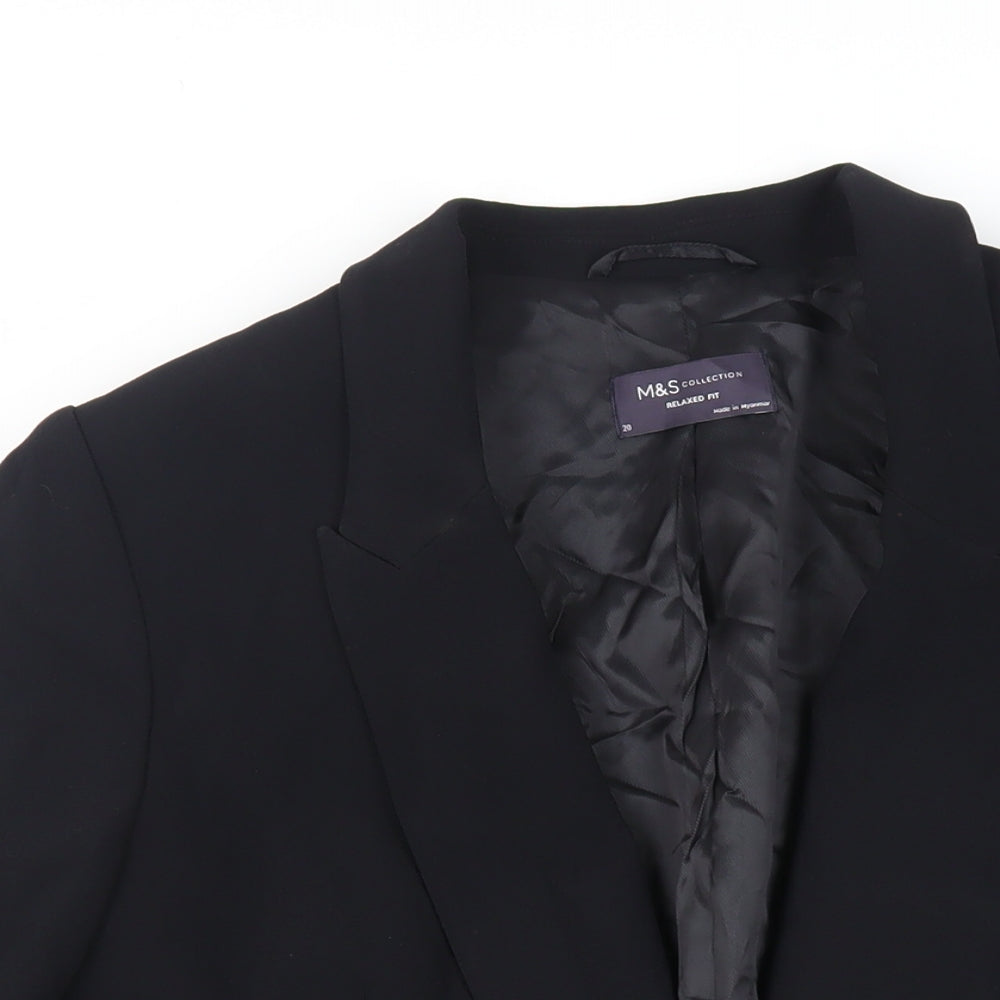 Marks and Spencer Womens Black Jacket Blazer Size 20 - Open Ruched Sleeve