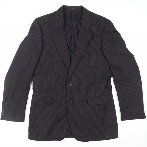 St Michael Mens Grey Striped Wool Jacket Suit Jacket Size 40 Regular - Vintage