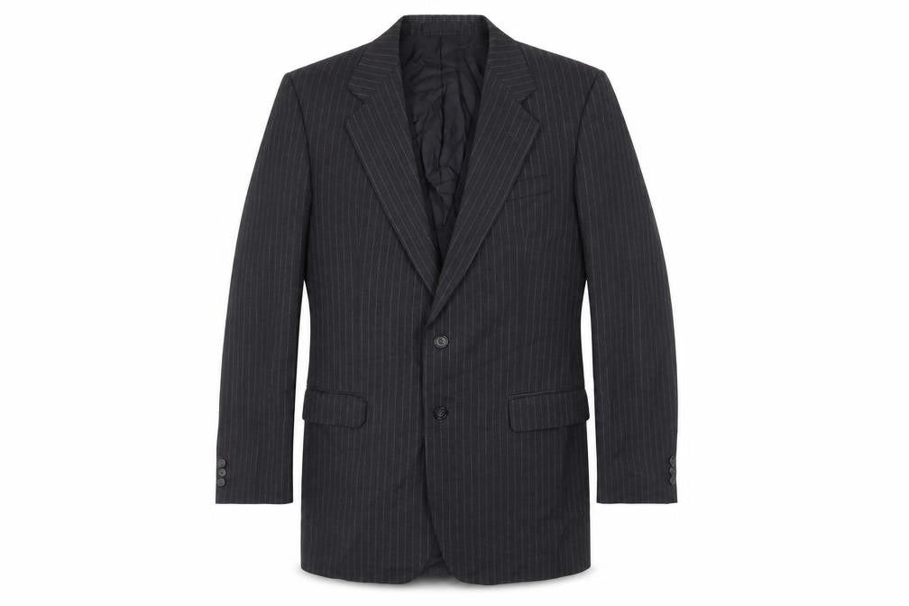 Front view of St Michael men’s grey striped wool jacket suit jacket, size 40, regular - vintage