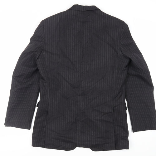 St Michael Mens Grey Striped Wool Jacket Suit Jacket Size 40 Regular - Vintage