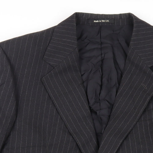 St Michael Mens Grey Striped Wool Jacket Suit Jacket Size 40 Regular - Vintage