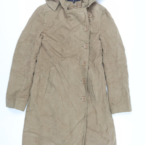 French Connection Womens Beige Overcoat Coat Size 8 Button - Suede Effect