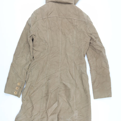 French Connection Womens Beige Overcoat Coat Size 8 Button - Suede Effect