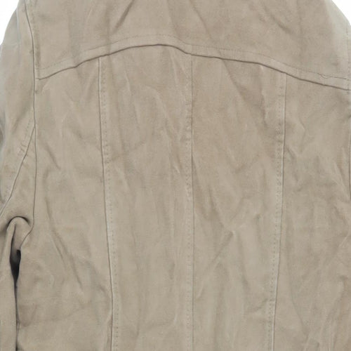 French Connection Womens Beige Overcoat Coat Size 8 Button - Suede Effect