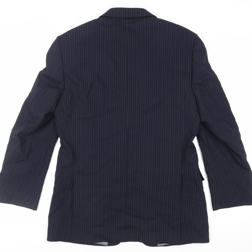 Marks and Spencer Mens Blue Striped Wool Jacket Suit Jacket Size 40 Regular