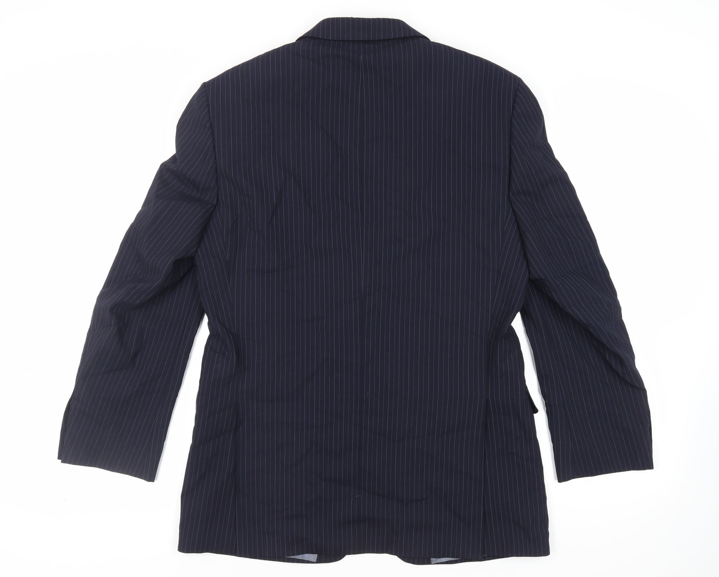 Marks and Spencer Mens Blue Striped Wool Jacket Suit Jacket Size 40 Regular