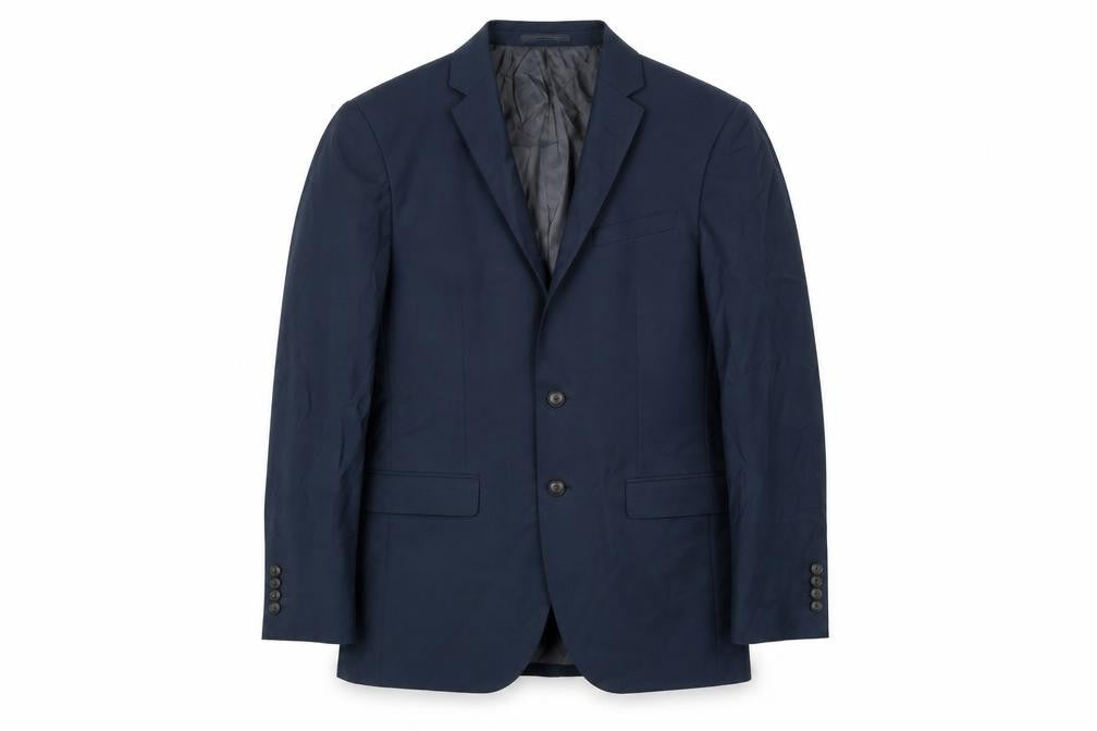 Front view of Marks & Spencer men’s blue viscose jacket suit jacket, size 38, regular