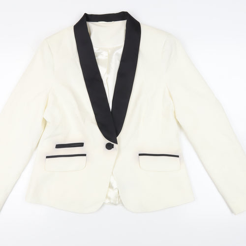 M&Co Womens Ivory Jacket Blazer Size 14 Button