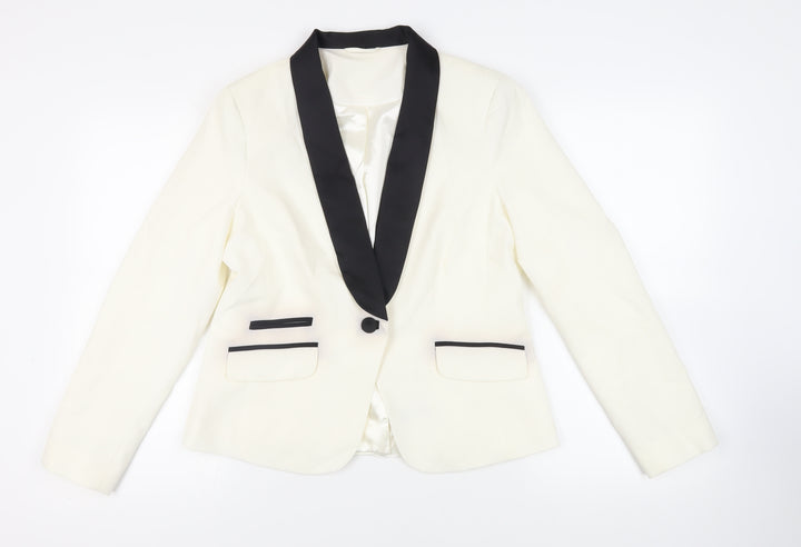 M&Co Womens Ivory Jacket Blazer Size 14 Button