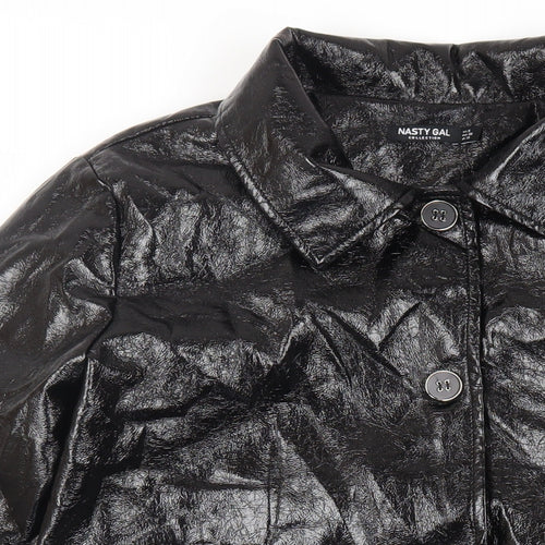 Nasty Gal Womens Black Overcoat Coat Size 10 Button
