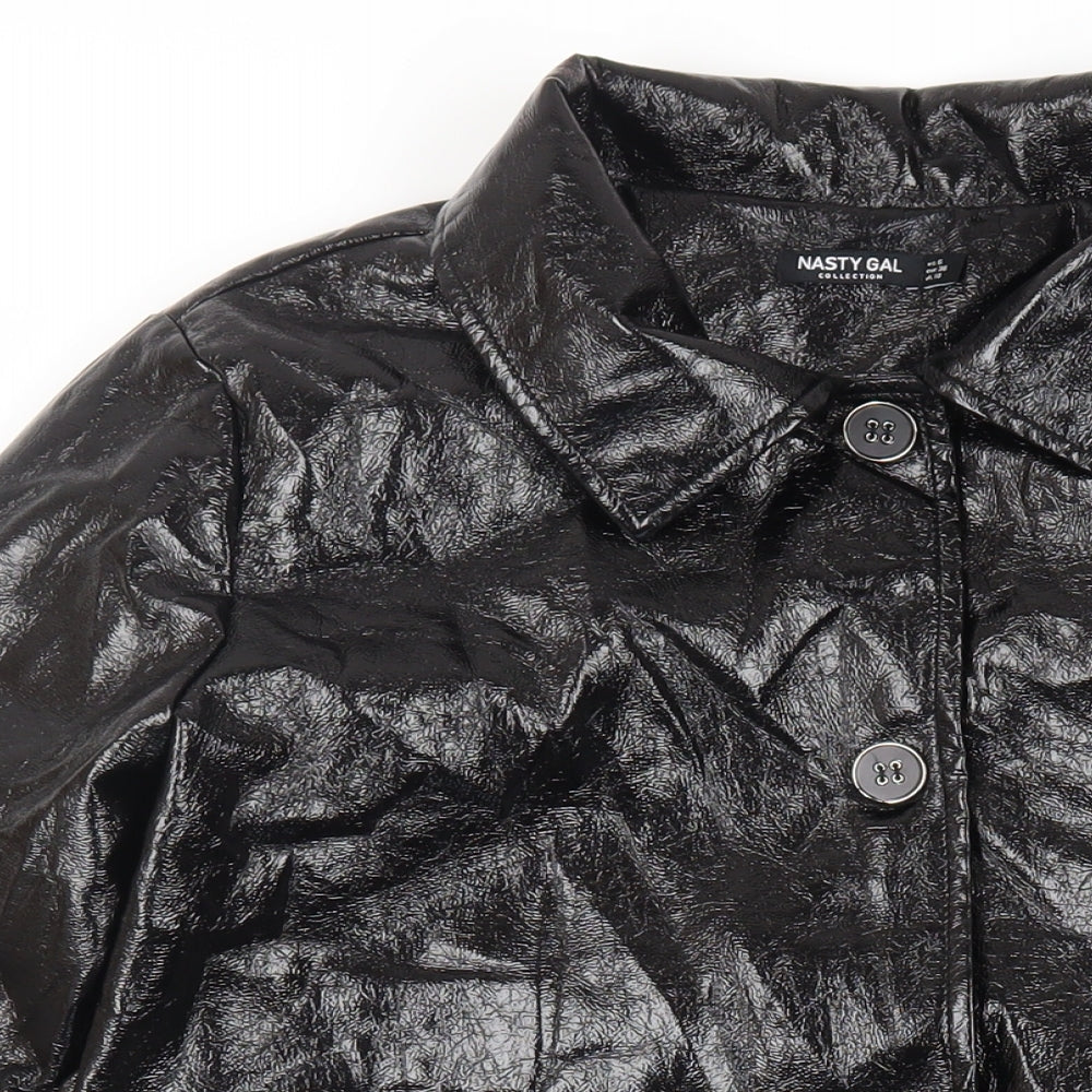 Nasty Gal Womens Black Overcoat Coat Size 10 Button