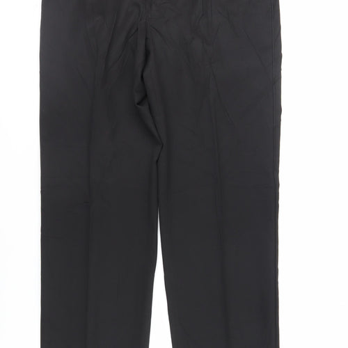 Marks and Spencer Mens Black Polyester Dress Pants Trousers Size 36 in L31 in Regular Zip