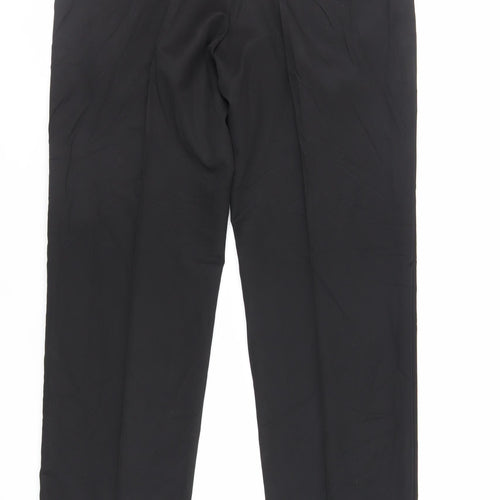 Marks and Spencer Mens Black Polyester Dress Pants Trousers Size 36 in L31 in Regular Zip