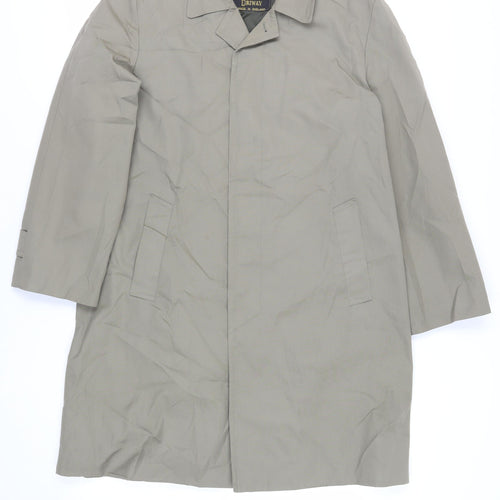Exchequer Mens Green Trench Coat Coat Size L Button - Water Resistant Vintage