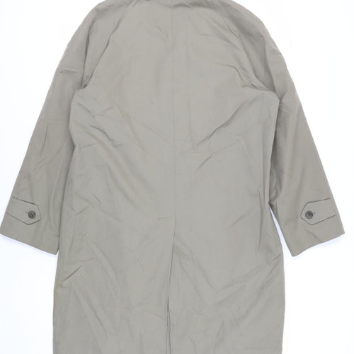 Exchequer Mens Green Trench Coat Coat Size L Button - Water Resistant Vintage